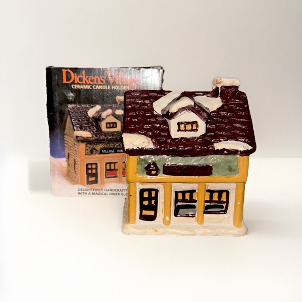 Dickens Village Handcrafted Ceramic Candle Holder Village Inn Christmas Decor